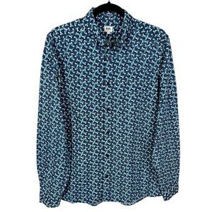 KiN by John Lewis Blue Geometric Print Long Sleeve Button Down Shirt Men’s Large